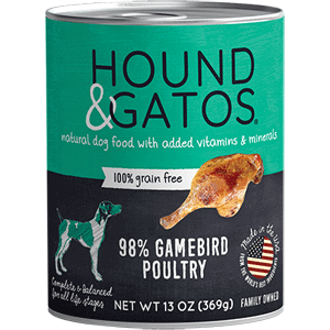 Hound & Gatos 98% Gamebird Canned Dog Food 13oz - 12 Case Hound & Gatos, gamebird, Canned, Dog Food, hound, gatos, hound and gatos